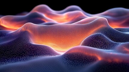 Abstract glowing particle landscape digital art