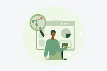  Vector illustration. Control systems ensure efficient and precise management processes in various industries The computer lab metaphor inspires creativity and exploration in engineering Vector illust