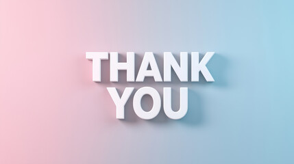 Stylish 3D 'Thank You' text on a gradient background for gratitude and appreciation.