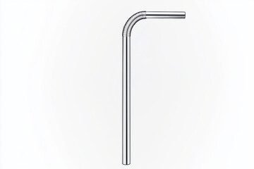 Stylish metal straw with a curved design, perfect for eco-friendly drinking. isolated on white background.