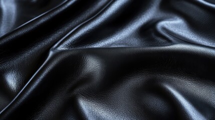 Fototapeta premium Close-up Smooth Black Leather Texture with Sheen