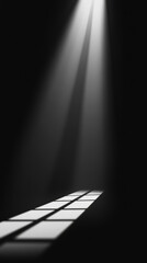 A spotlight illuminating a path of white piano keys on a dark background, creating an abstract and captivating visual.