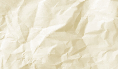 Neutral light crumpled paper texture, wrinkled sheet, vector background 