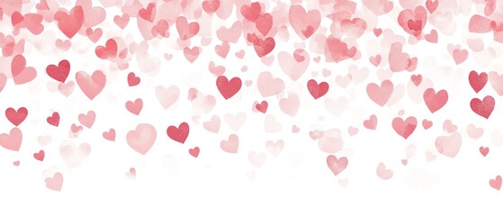 Clean white backdrop with scattered pastel pink hearts Valentine's day Background