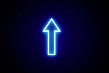 Arrow. Neon arrow sign. Neon road, arrow symbol. Up
 arrow. Colorful arrow icon. Glowing arrow icon.