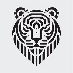 Minimalist Tiger Head Silhouette Vector Illustration