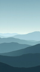 Obraz premium soft blue mountain landscape at dawn with layered hills and a misty atmosphere creating a serene and tranquil scene