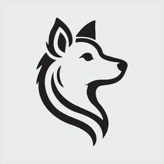 Minimalist Dog Head Silhouette Vector Illustration