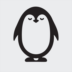 Minimalist Penguin Standing Silhouette Vector Illustration
