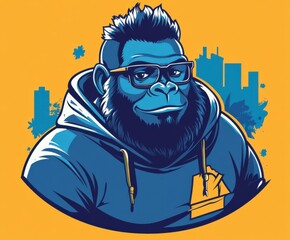 Trendy logo for humorous gorilla geography teacher