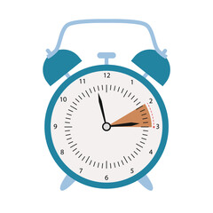 Сhange clock to one hour forward flat vector illustration, spring forward, Daylight Saving Time concept. Blue clock on transparent. 