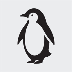 Minimalist Penguin Standing Silhouette Vector Illustration