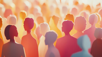 Vibrant Paper Cutout People Crowd Illustration