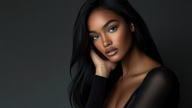 Editorial Portrait of Professional Model in Bold Pose