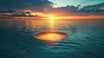 Obraz premium Sunset Glow Illuminates Ocean Abyssal Hole