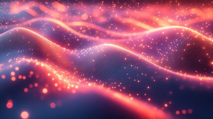 Obraz premium Abstract Red And Blue Glowing Particle Waves