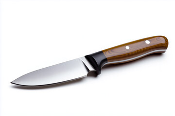 Selective focus kitchen knife isolated on white background, Stainless steel sharp knife for cooking on white background.