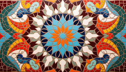 Fototapeta premium Vibrant abstract mosaic pattern with multicolored tiles, artistic expression