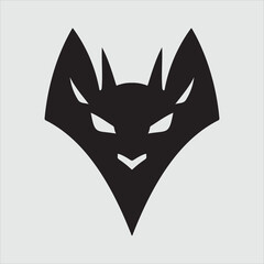 Minimalist Bat Head Silhouette Vector Illustration