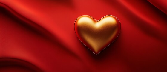 Monochrome red background with a centered gold heart Valentine's day Background