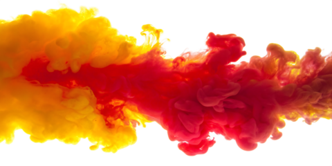 yellow and red colorful ink in water abstract isolated on white background PNG.AI GENERATED