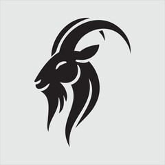 Minimalist Goat Head Silhouette Vector Illustration