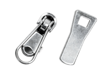 metal slider zipper isolated on white background PNG.AI GENERATED