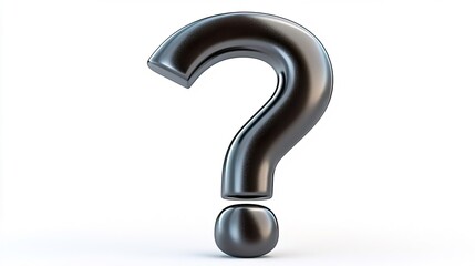 3D Illustration of a Black Question Mark Symbol Isolated on White Background