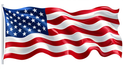 Obraz premium Waving Flag of the United States Fluttering in the Breeze Against a Clear Blue Sky
