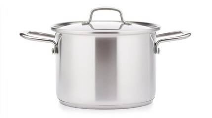 Shiny Metal Pot Cooker for Boiling Water and Cooking Food at Home