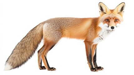 Fototapeta premium Red Fox Standing Proudly with Bushy Tail in Natural Pose