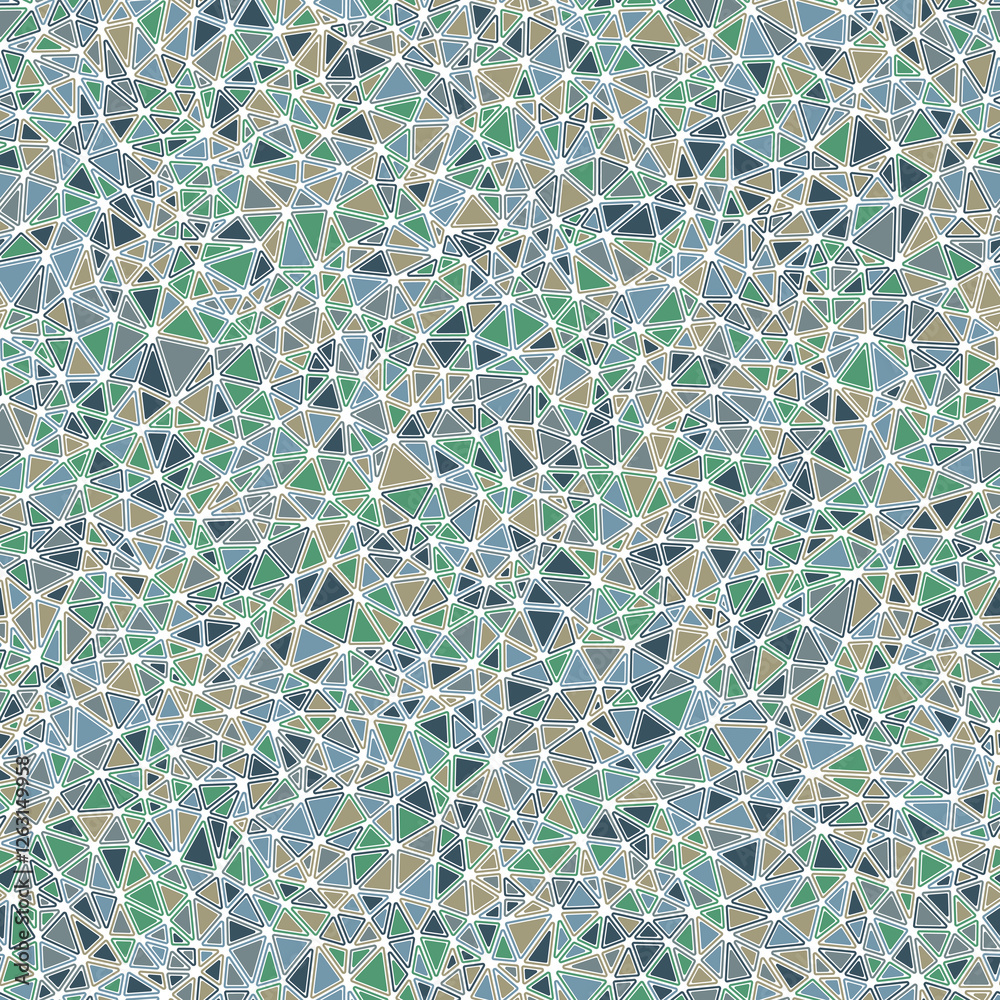 Poster triangles background design. rounded solid shapes in frames. small triangles size. multicolored styl