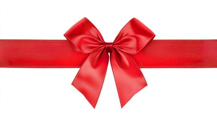 Red Satin Ribbon Bow Isolated on White Background