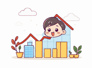 Modern Financial Growth Chart Vector Illustration