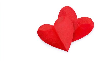 Fototapeta premium Two Red Hearts Isolated on White Background for Romantic Themes