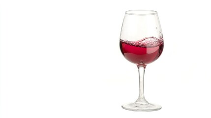 Wine Glass with Red Liquid Splashing Isolated on White Background