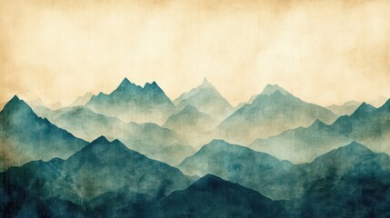 Serene Mountain Landscape with Soft Fog