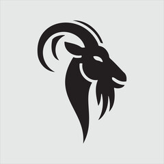 Minimalist Goat Head Silhouette Vector Illustration