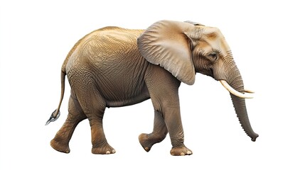 Obraz premium Asian Elephant Walking in Isolated Setting on White Background