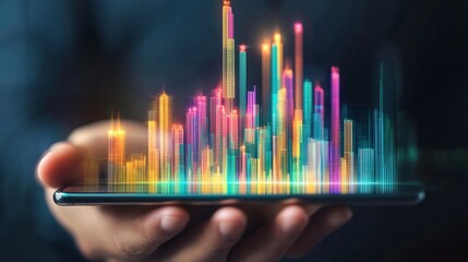 Innovative data visualization techniques urban environment digital art modern technology close-up view exploring visual data representation