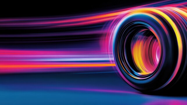 Abstract motion blur of colorful racing car tire