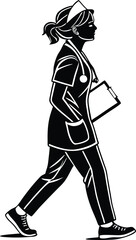 Female nurse vector silhouette, Medical icon, Nurse icon, Nurse vector