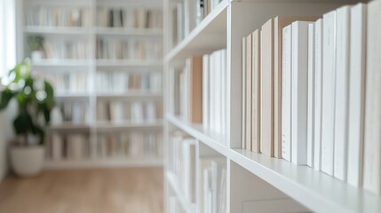 Obraz premium Bookshelf, home library, reading, calm, interior design