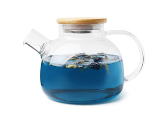 Delicious butterfly pea flower tea isolated on white