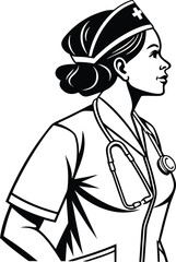 Female nurse vector silhouette, Medical icon, Nurse icon, Nurse vector