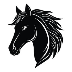 A graceful silhouette of a horse's head, capturing the elegant curves of the neck and the flowing mane, set against a simple background for a bold, dynamic look.