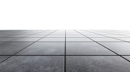 Fototapeta premium Wide Shot of Perfectly Arranged Grey concrete bricks in Crescent Shape on White and transparent Background.