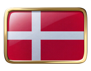 Obraz premium デンマークの国旗のブローチ。白背景。(Denmark flag brooch on white background.) 