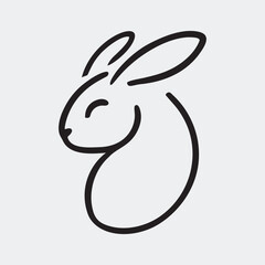 Minimalist Rabbit Head Silhouette Vector Illustration