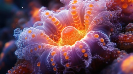 Obraz premium Luminous Orange And Purple Bio Luminescent Flower